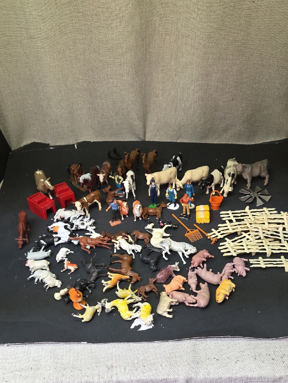 vintage plastic toy farm animals and figures, Large Lot